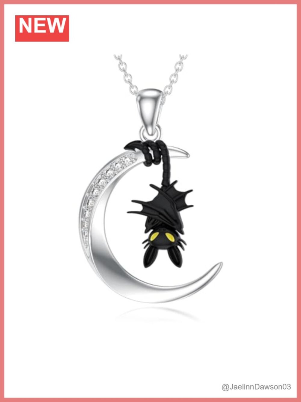 Sterling Silver Lab Grown Diamond Bat Pendant Necklace
